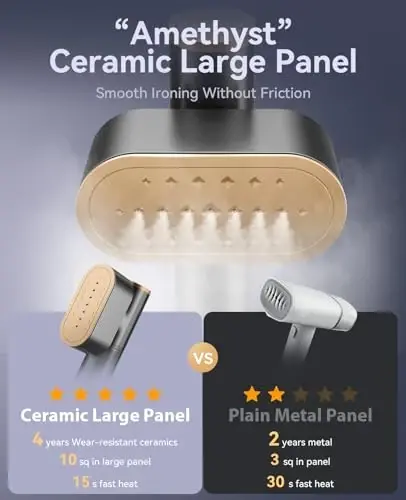 Jack ＆ Rose Travel Steamer for Clothes,100-220V Portable Iron,15s Heat Up,Steamer ＆ Iron 2 In 1, Travel Size,Large Ceramic Heat Panel,for Global ＆ Europe - 5