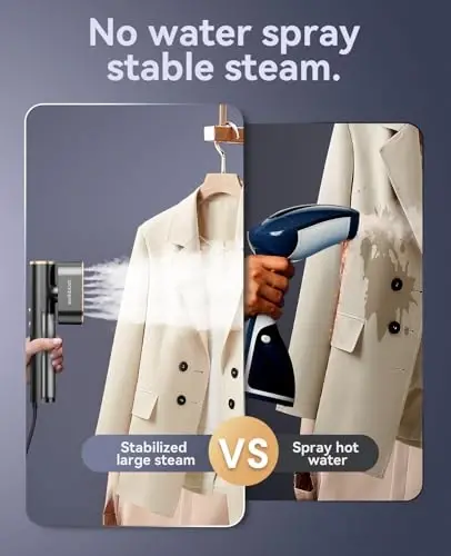 Jack ＆ Rose Travel Steamer for Clothes,100-220V Portable Iron,15s Heat Up,Steamer ＆ Iron 2 In 1, Travel Size,Large Ceramic Heat Panel,for Global ＆ Europe - 6