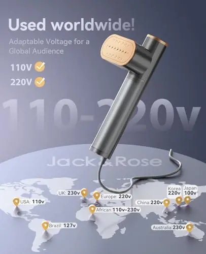 Jack ＆ Rose Travel Steamer for Clothes,100-220V Portable Iron,15s Heat Up,Steamer ＆ Iron 2 In 1, Travel Size,Large Ceramic Heat Panel,for Global and Europe - JACK & ROSE (1)