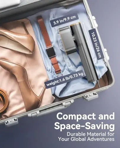 Jack ＆ Rose Travel Steamer for Clothes,100-220V Portable Iron,15s Heat Up,Steamer ＆ Iron 2 In 1, Travel Size,Large Ceramic Heat Panel,for Global and Europe - 3