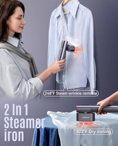 Jack ＆ Rose Travel Steamer for Clothes, 100-220V Portable Steamer, 15s Heat Up, Steamer ＆ Iron 2 In 1, Travel Size Garment Steamer, Large Ceramic Heat Panel, for Global ＆ Europe Traveling - 13