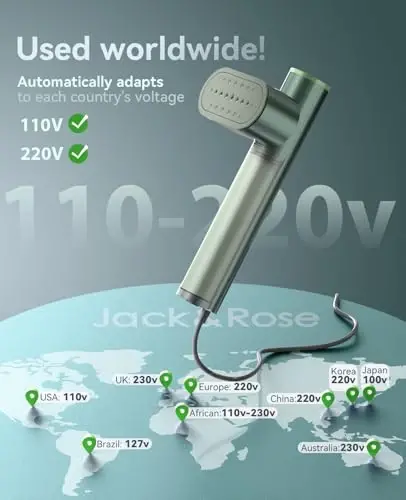 Jack & Rose Travel Steamer & Iron 2 In 1, Portable Garment Steamer, 15s Heat Up, Large Ceramic Heat Panel, 100-220V for Global Traveling - 2