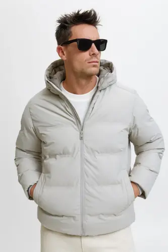 Jack&J Puffer Jacket Windproof Men's Puffer Jacket - Dove-Ecru 