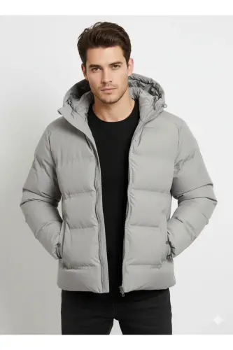 Jack&J Puffer Jacket Windproof Men's Puffer Jacket - Dove-Ecru - 3
