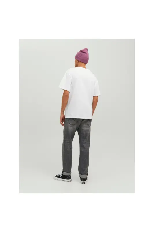 Jack&jones Sıfır Yaka Baskılı Beyaz Erkek %100 Pamuk T-shirt 12238166 - Beyaz - 7