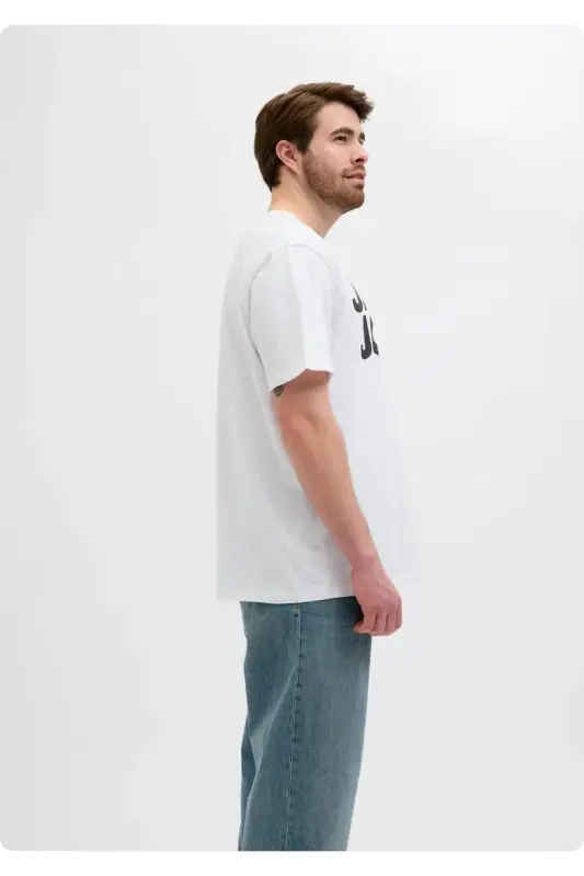 JACK&JONES 12158505 LEFT CHEST PRINTED PLUS SIZE SHORT SLEEVE T-SHIRT - WHITE - 4