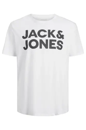 JACK&JONES 12158505 LEFT CHEST PRINTED PLUS SIZE SHORT SLEEVE T-SHIRT - WHITE - 7