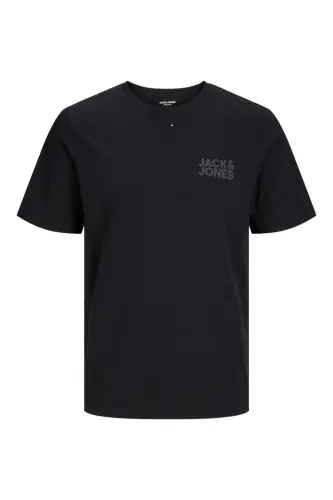 JACK&JONES 12158505 SOL GOGUS YAZILI BUYUK BEDEN KISA KOL TSHIRT - SIYAH-SIYAH - 9