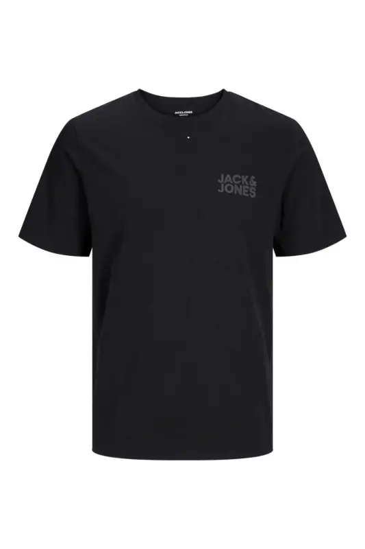 JACK&JONES 12158505 SOL GOGUS YAZILI BUYUK BEDEN KISA KOL TSHIRT - SIYAH-SIYAH - 9