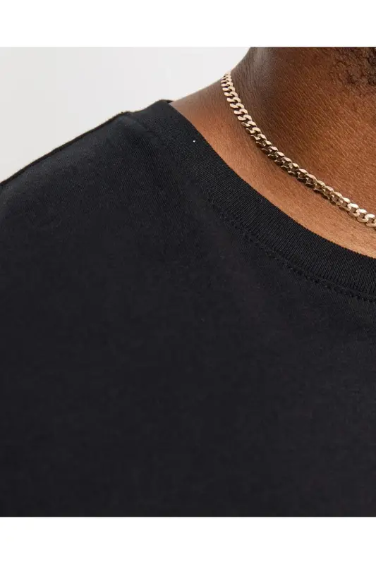 JACK&JONES 12158505 SOL GOGUS YAZILI BUYUK BEDEN KISA KOL TSHIRT - SIYAH-SIYAH - 6