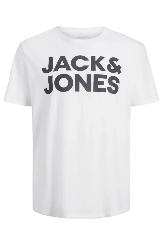 JACK&JONES 12158505 SOL GOGUS YAZILI BUYUK BEDEN KISA KOL TSHIRT - BEYAZ - 7