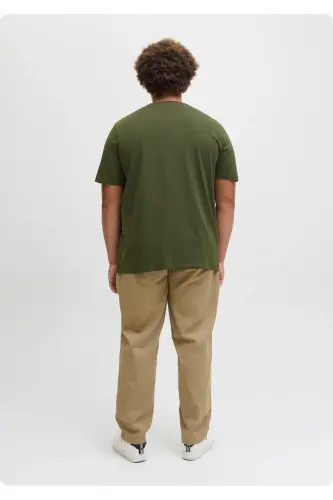 JACK&JONES 12158505 SOL GOGUS YAZILI BUYUK BEDEN KISA KOL TSHIRT-HAKİ - 3