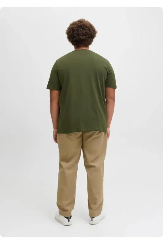 JACK&JONES 12158505 SOL GOGUS YAZILI BUYUK BEDEN KISA KOL TSHIRT-HAKİ - 3