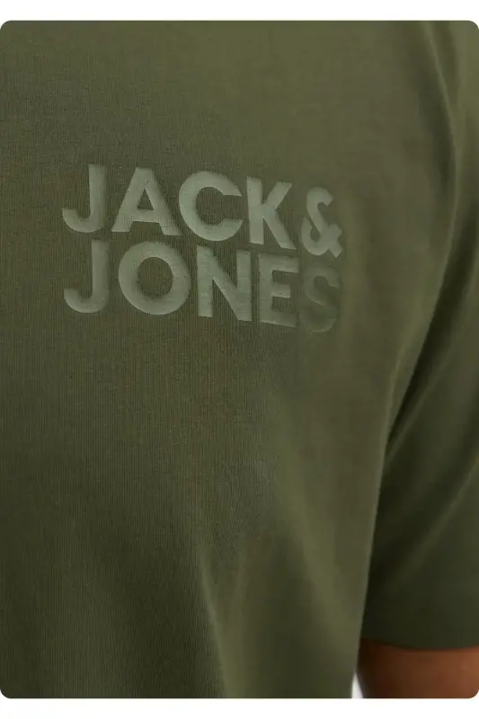 JACK&JONES 12158505 SOL GOGUS YAZILI BUYUK BEDEN KISA KOL TSHIRT-HAKİ - 5