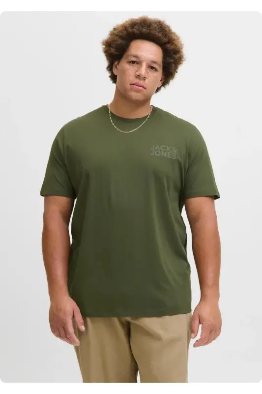 JACK&JONES 12158505 SOL GOGUS YAZILI BUYUK BEDEN KISA KOL TSHIRT-HAKİ - 6