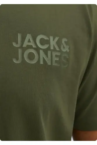 JACK&JONES 12158505 SOL GOGUS YAZILI BUYUK BEDEN KISA KOL TSHIRT-HAKİ - 5