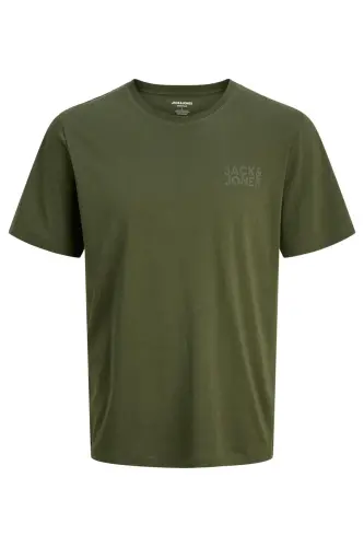 JACK&JONES 12158505 SOL GOGUS YAZILI BUYUK BEDEN KISA KOL TSHIRT-HAKİ - 7