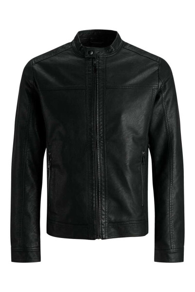 Jack&Jones 12182461 Men's Leather Jacket - Black - 5