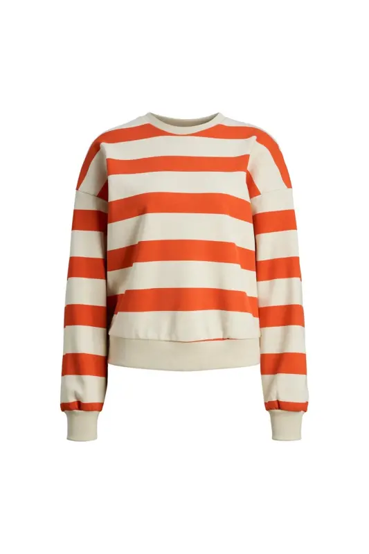 Jack&Jones Ayollar uchun Svitshot, Bo'sh kesilgan, Chiziqli, Qizil-ekru, 12243288 - 3