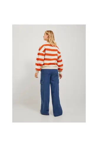 Jack&Jones Ayollar uchun Svitshot, Bo'sh kesilgan, Chiziqli, Qizil-ekru, 12243288 - 7
