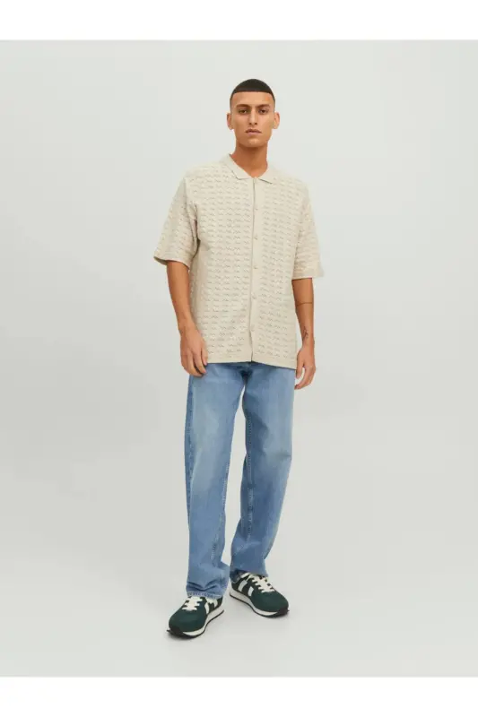 Jack&jones Бежевая Мужская Футболка Рубашка 12234327-Бежевый - 2