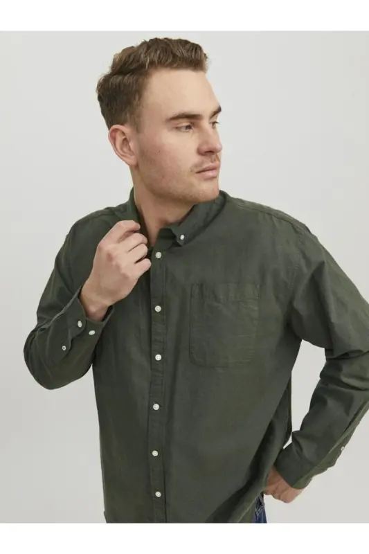 Jack&Jones Big Size Khaki Men's Oxford Shirt - 2