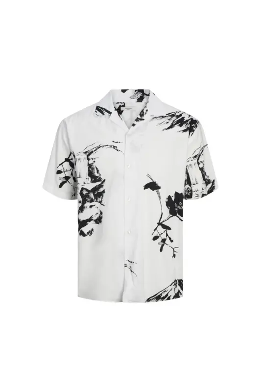 Jack&Jones Blapalma Resort Erkek Beyaz Klasik Yaka Gömlek-Beyaz - JACK & JONES