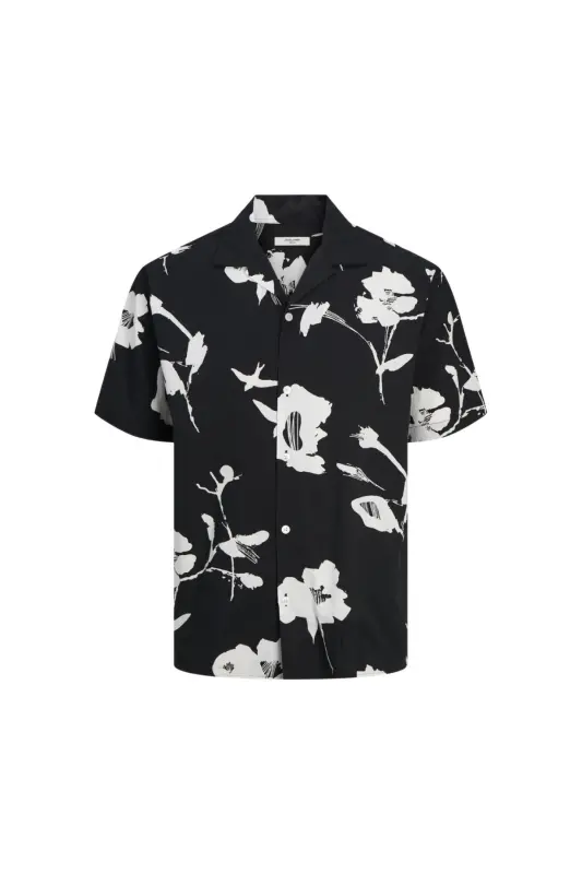 Jack&Jones Blapalma Resort Erkek Siyah Klasik Yaka Gömlek-Siyah - 1