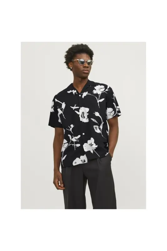 Jack&Jones Blapalma Resort Erkek Siyah Klasik Yaka Gömlek-Siyah - 2