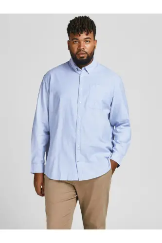 Jack&jones Büyük Beden Açık Mavi Erkek Oxford Gömlek 12190444 - Açık Mavi 