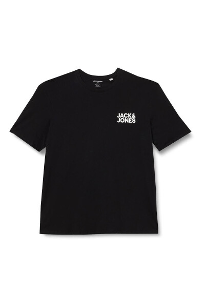 JACK&JONES 12158505 SOL GOGUS YAZILI BUYUK BEDEN KISA KOL TSHIRT-SİYAH - 1