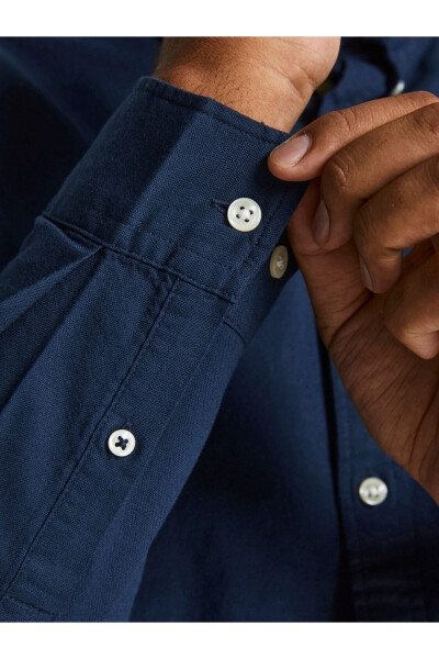 Jack&jones Büyük Beden Lacivert Erkek Oxford Gömlek 12190444 - Lacivert - 5