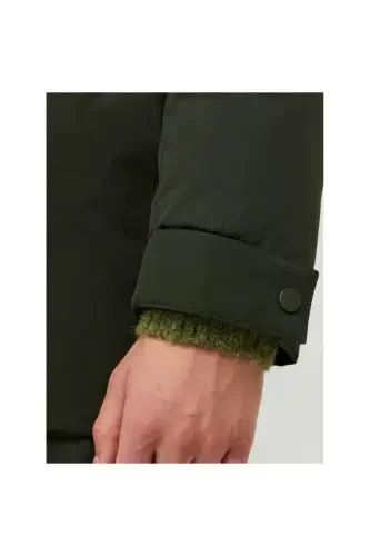 Jack&jones Champ Faux Fur Erkaklar Yashil Kapüşonli Mont-Yashil - 3