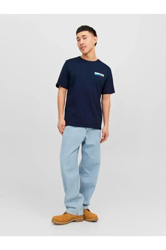 Jack&jones Corp Logo Play O Neck Erkak Ko'k Yuqori Yoqali Futbolka - ko'k - 3