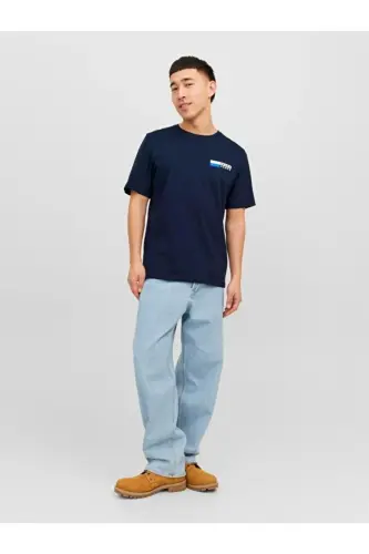 Jack&jones Corp Logo Play O Neck Men Navy Blue Crew Neck T-shirt-navy blue - 3