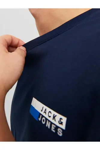 Jack&jones Corp Logo Play O Neck Men Navy Blue Crew Neck T-shirt-navy blue - 5
