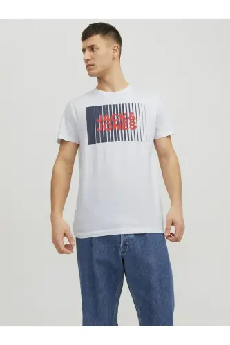 Jack&jones Corp Logo Play O Neck Men's White Crew Neck T-shirt-white - JACK & JONES (1)