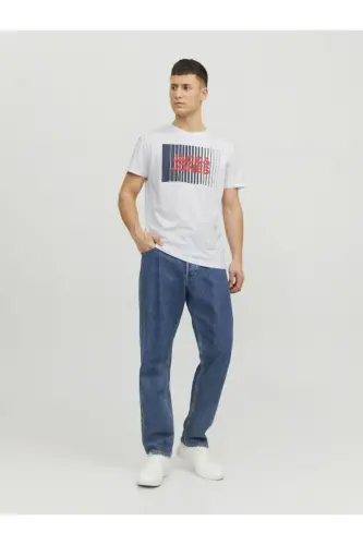Jack&jones Corp Logo Play O Neck Men's White Crew Neck T-shirt-white - 4