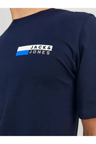 Jack&jones Corp Logo Play O Neck Мужская темно-синяя футболка с круглым вырезом - темно-синяя - 4