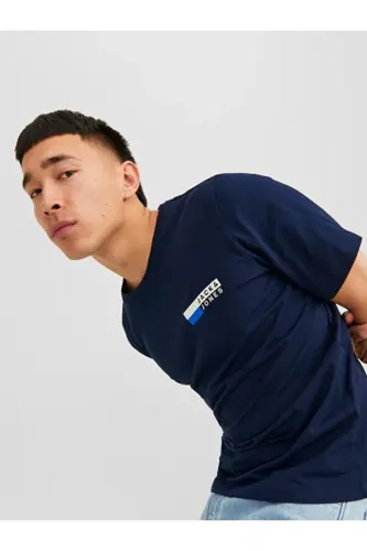 Jack&jones Corp Logo Play O Neck Мужская темно-синяя футболка с круглым вырезом - темно-синяя - 6