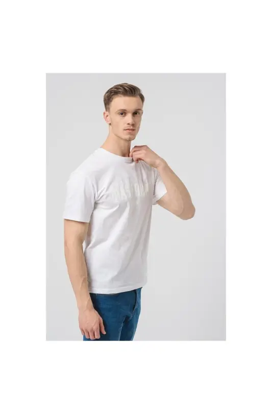 Jack&jones Cory Erkak Oq Velosiped Yoqali Футболка-Oq - 4