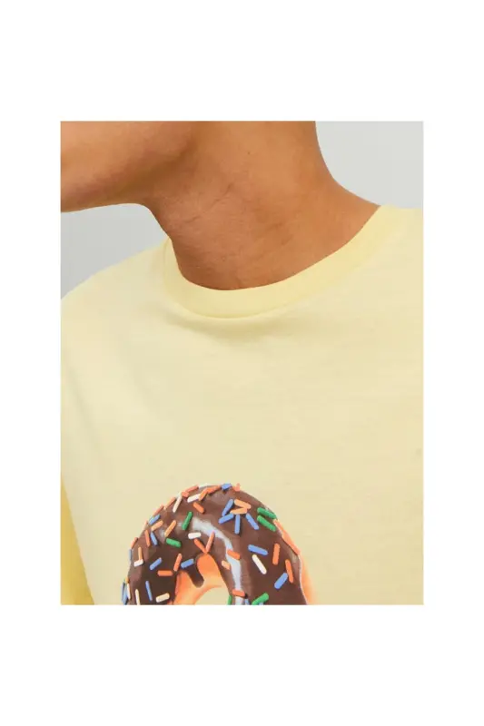 Jack&jones Crew Neck Printed Yellow Men's 100% Cotton T-shirt 12238166-Yellow - 7