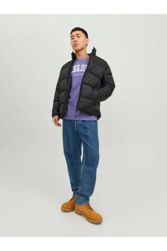 Jack&Jones Dik Yaka Puffer Siyah Erkek Mont 12235860-Siyah - 2