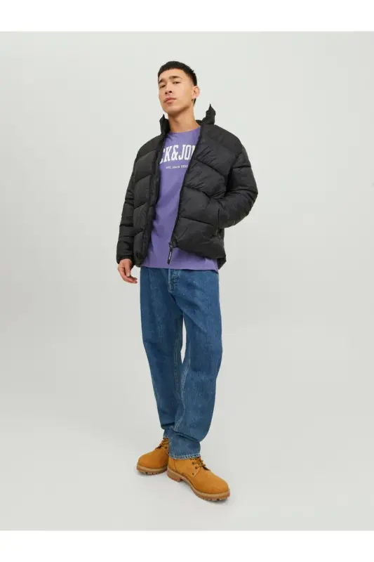 Jack&Jones Dik Yaka Puffer Siyah Erkek Mont 12235860-Siyah - 2