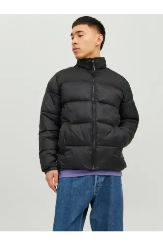 Jack&Jones Dik Yaka Puffer Siyah Erkek Mont 12235860-Siyah - 1
