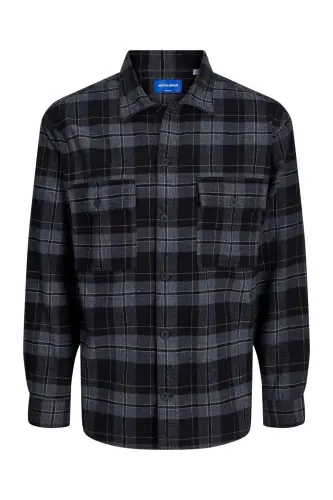 Jack&Jones Erkaklar Paxta Ko'ylak (Qora, Oddiy Kesim, Uzoq Yengli) 