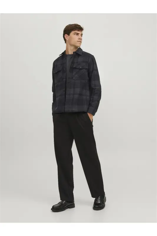 Jack&Jones Erkaklar uchun 100% Paxta Ko'ylak, Bo'sh Kesim, Qorong'i Kulrang Aralashma (12241533) - 3