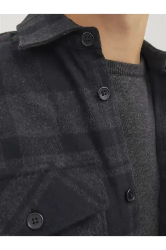 Jack&Jones Erkaklar uchun 100% Paxta Ko'ylak, Bo'sh Kesim, Qorong'i Kulrang Aralashma (12241533) - 6
