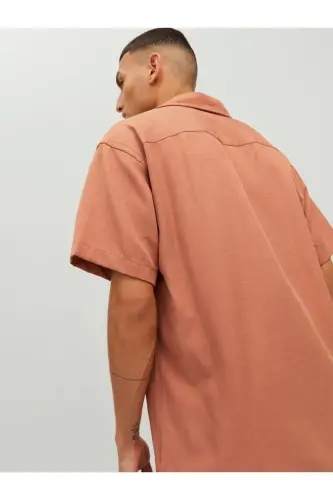 Jack&Jones Erkaklar Uchun Bo'sh Kesilgan Qisqa Yengli Salmon Rangli Ko'ylak - 6