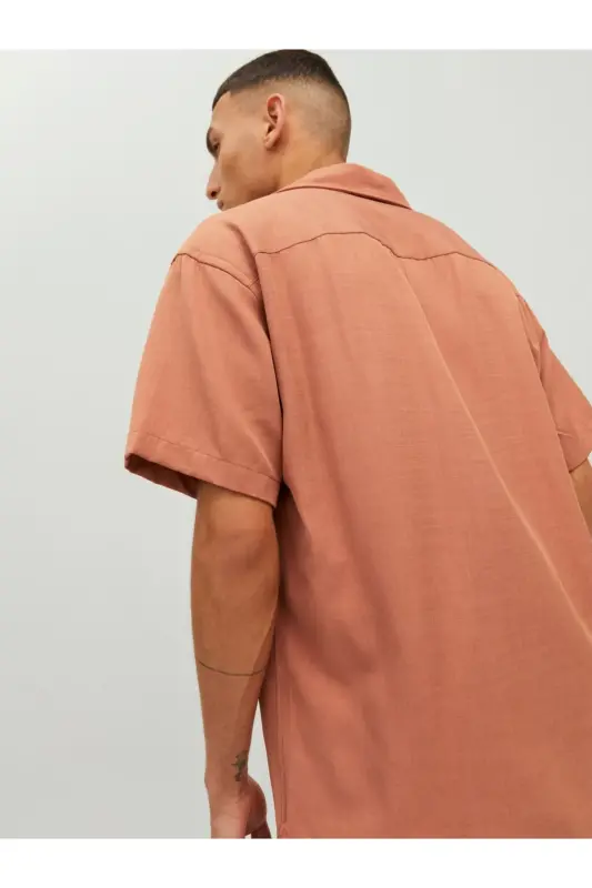 Jack&Jones Erkaklar Uchun Bo'sh Kesilgan Qisqa Yengli Salmon Rangli Ko'ylak - 6